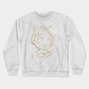 Gold Tiger Print White Design Crewneck Sweatshirt